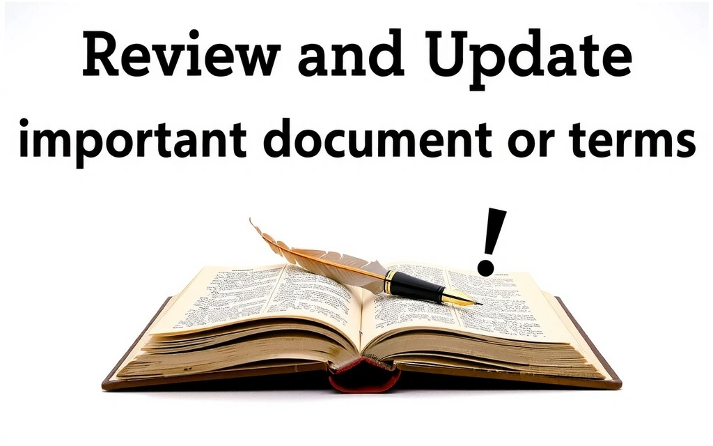 Libro abierto con un lápiz y un signo de exclamación, simbolizando revisión de documentos